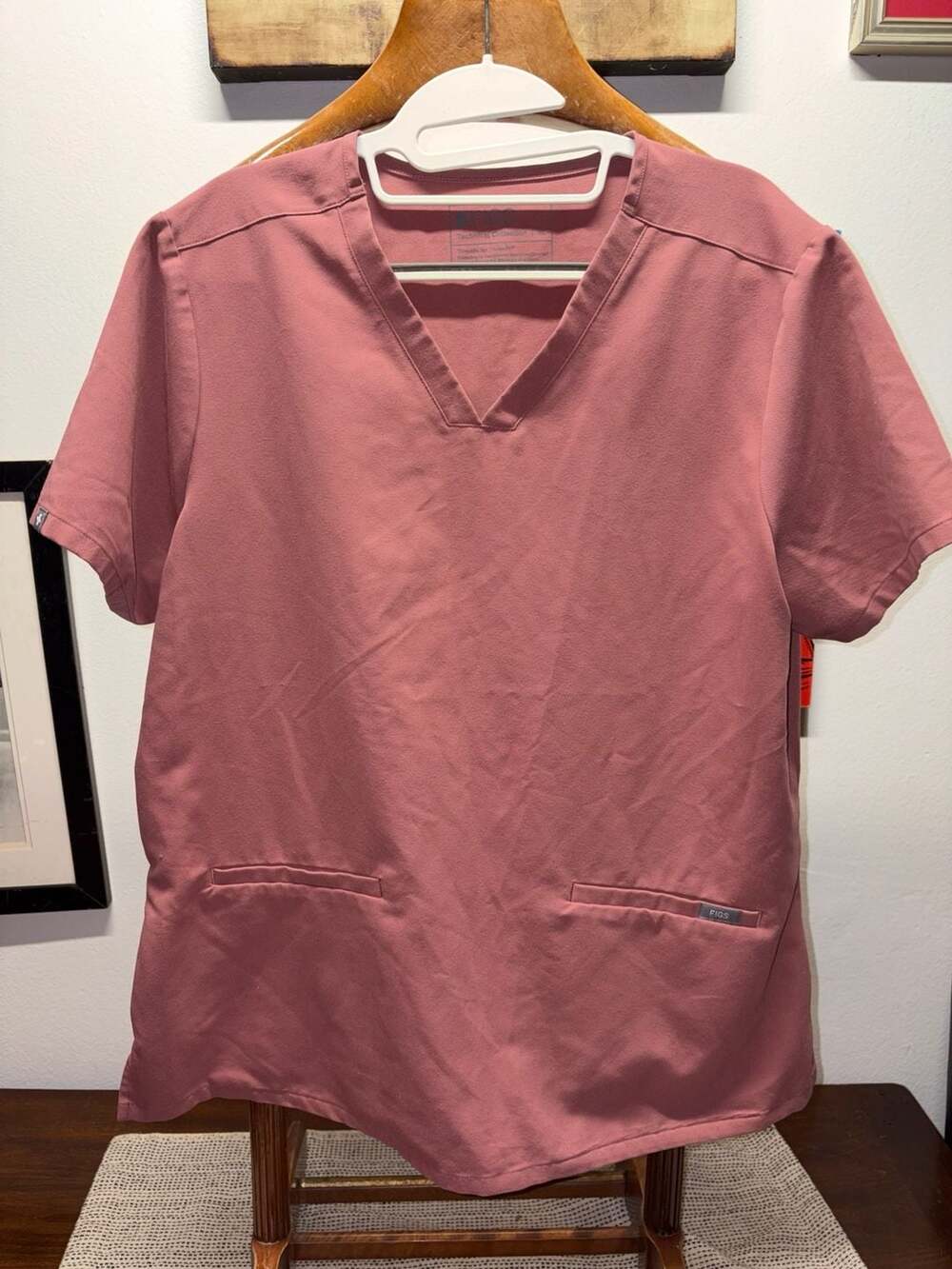 Figs Casma Scrub Top Size XL Mauve Technical Collection V-Neck
